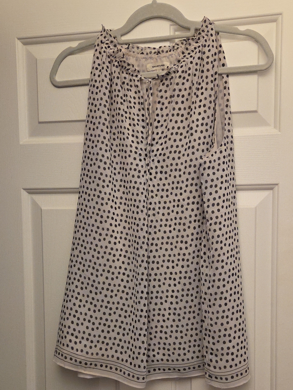 Max Studio Black Polka Dot Sleeveless Top
